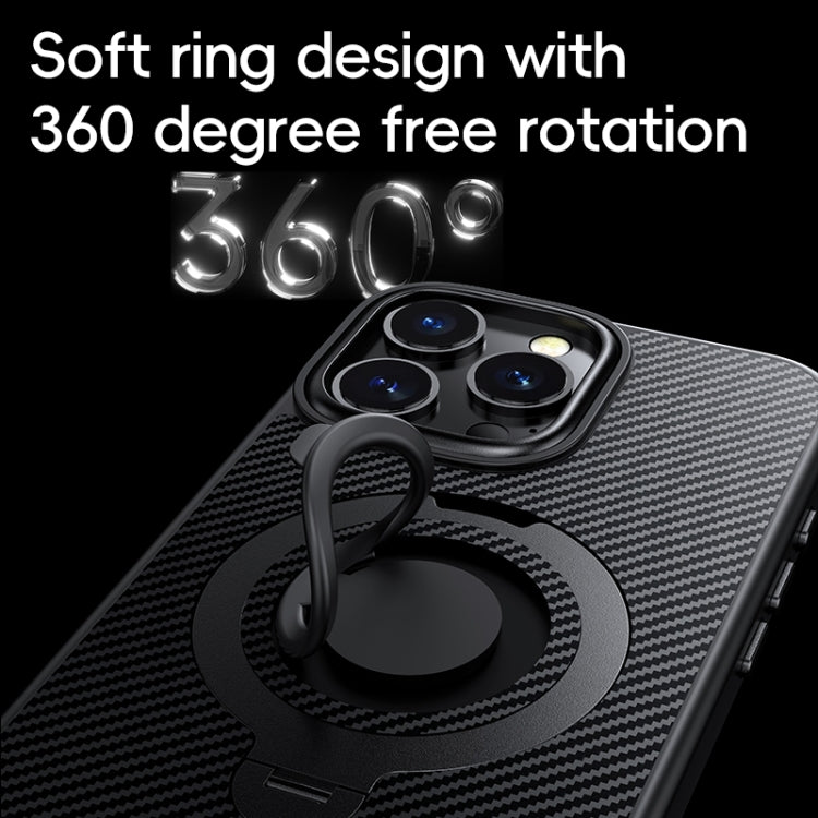 Carbon Fiber MagSafe Phone Case with 360 Degree Rotating Holder, For iPhone 16 Pro Max, For iPhone 16 Pro, For iPhone 14 Pro Max