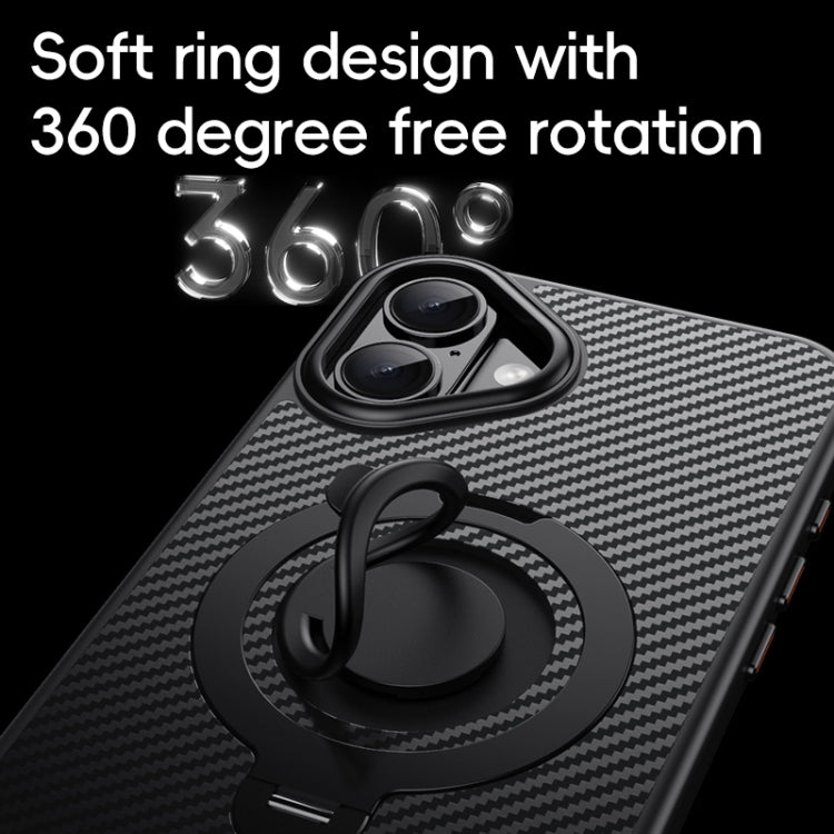 Carbon Fiber MagSafe Phone Case with 360 Degree Rotating Holder, For iPhone 16 Plus, For iPhone 15 Plus / 14 Plus, For iPhone 15, For iPhone 14 / 13, For iPhone 13 Pro, For iPhone 12 Pro Max