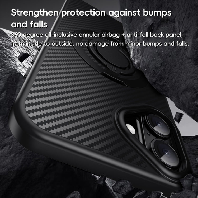 Carbon Fiber MagSafe Phone Case with 360 Degree Rotating Holder, For iPhone 16 Plus, For iPhone 15 Plus / 14 Plus, For iPhone 15, For iPhone 14 / 13, For iPhone 13 Pro, For iPhone 12 Pro Max