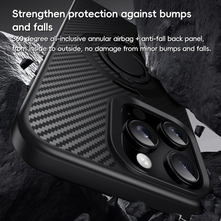 Carbon Fiber MagSafe Phone Case with 360 Degree Rotating Holder, For iPhone 16 Plus, For iPhone 15 Plus / 14 Plus, For iPhone 15, For iPhone 14 / 13, For iPhone 13 Pro, For iPhone 12 Pro Max