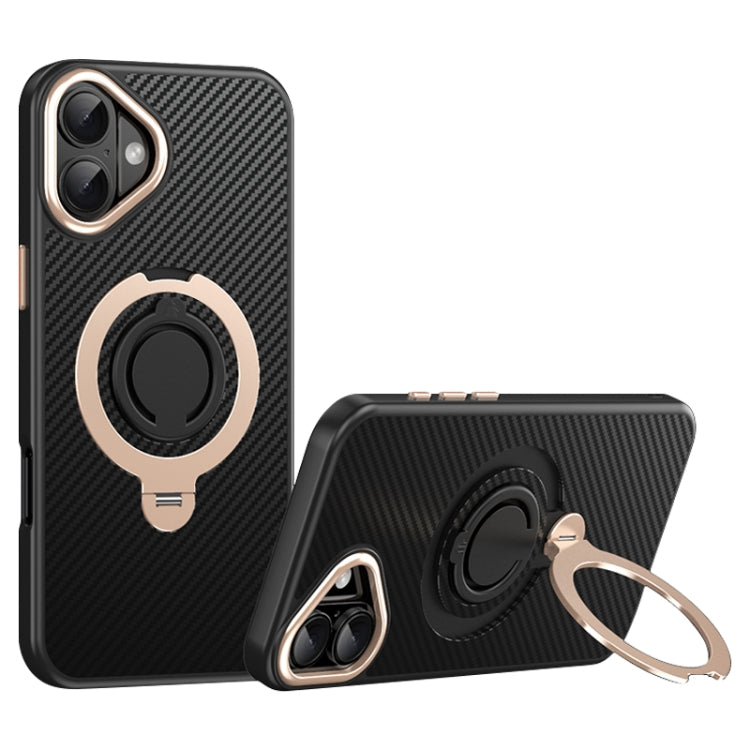 Carbon Fiber MagSafe Phone Case with 360 Degree Rotating Holder, For iPhone 16 Plus, For iPhone 15 Plus / 14 Plus, For iPhone 15, For iPhone 14 / 13, For iPhone 13 Pro, For iPhone 12 Pro Max